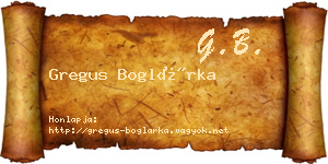 Gregus Boglárka névjegykártya